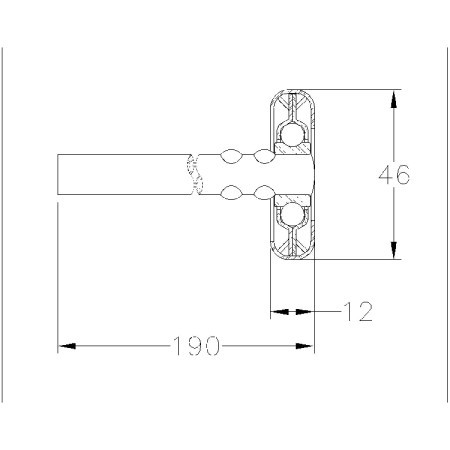 Laufrolle  Stahl vz, 2, Welle 11 mm, L = 190 mm