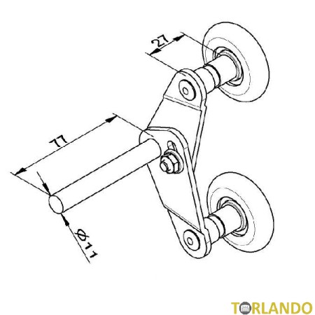 Tandem-Laufrolle, Nylon, 2, Welle 11 mm