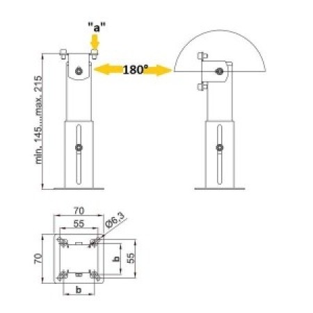 Boden-/Wandabstandshalterung  für Elektromagnete EM GD 60 R26 , weiß, für Anschraubmaß 55mm / M4
